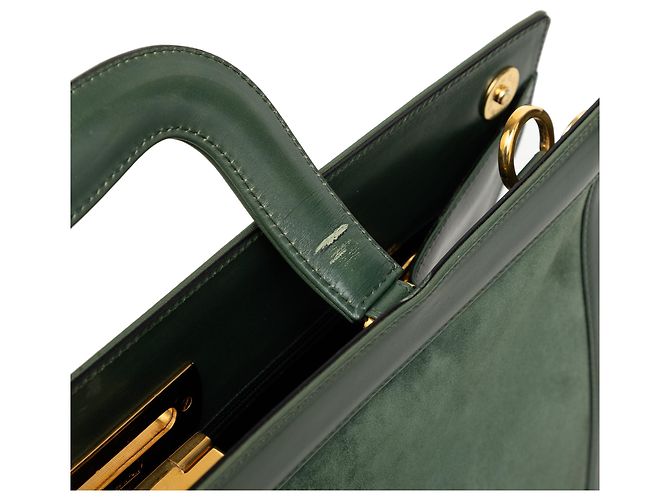Salvatore Ferragamo Valigetta Gancini in scamosciato e pelle verde Ferragamo - vista 7