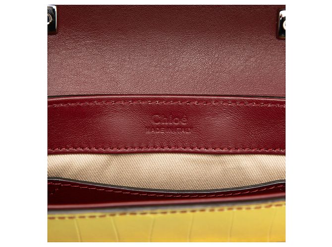 Borsa Chloé Yellow Mini Croc Embossed Ombre Calfskin C Satchel - vista 5