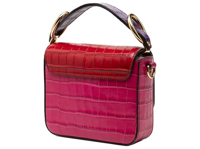 Chloé Pink Mini Tricolor Croc Embossed Calfskin C Satchel Tasche - Ansicht 2