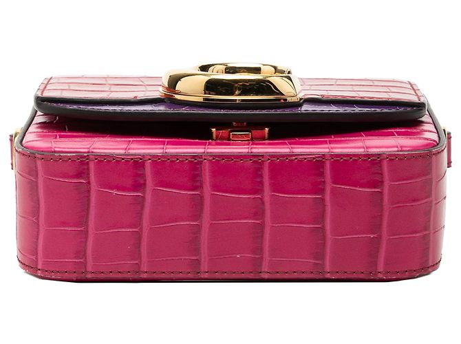 Chloé Pink Mini Tricolor Croc Embossed Calfskin C Satchel Tasche - Ansicht 3