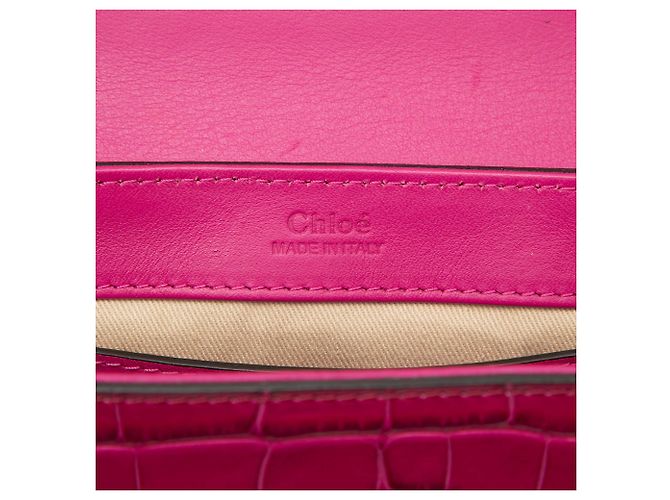 Chloé Pink Mini Tricolor Croc Embossed Calfskin C Satchel Tasche - Ansicht 5