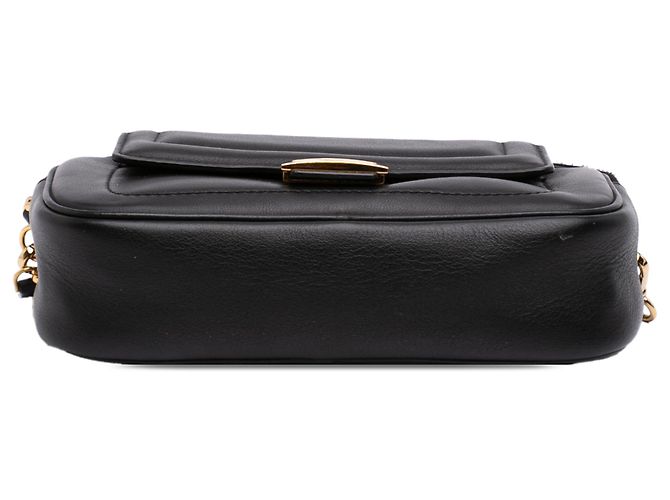 Borsa a tracolla Fendi Black Leather Easy 2 Baguette Nero - vista 3
