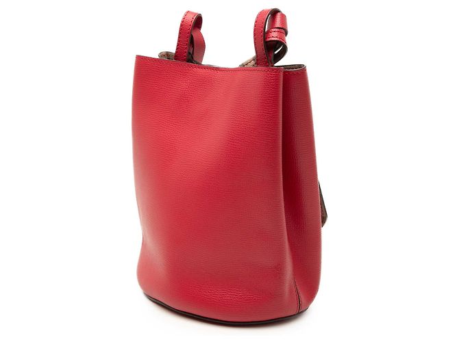 Borsa a secchiello Lorne in pelle di vitello granulata rossa Burberry Rosso - vista 2