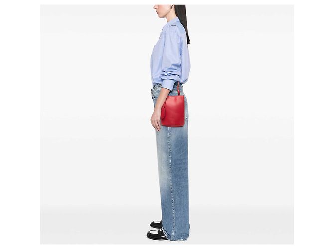 Borsa a secchiello Lorne in pelle di vitello granulata rossa Burberry Rosso - vista 6