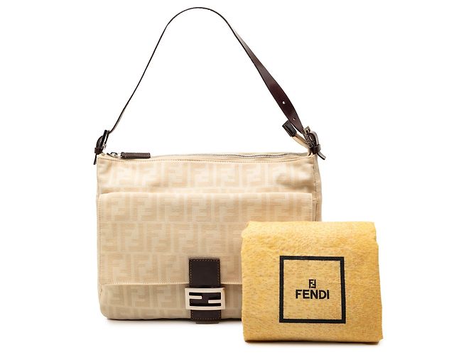 Borsa a tracolla Fendi in tela Zucca marrone Beige - vista 10