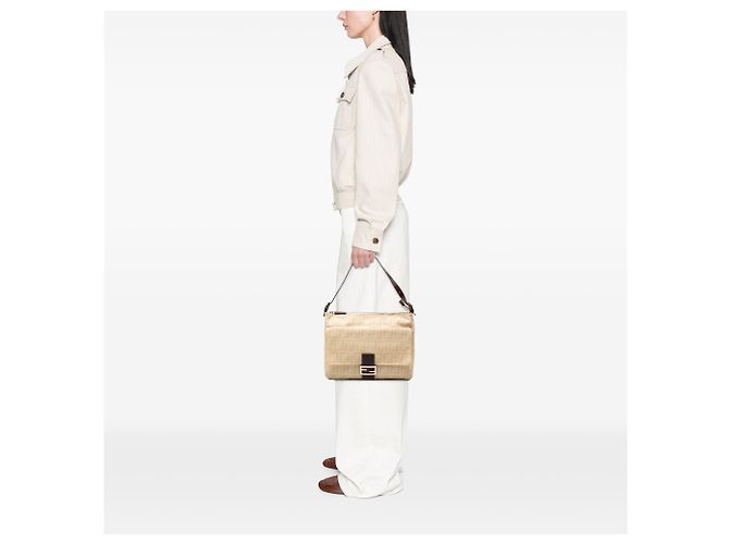 Borsa a tracolla Fendi in tela Zucca marrone Beige - vista 9