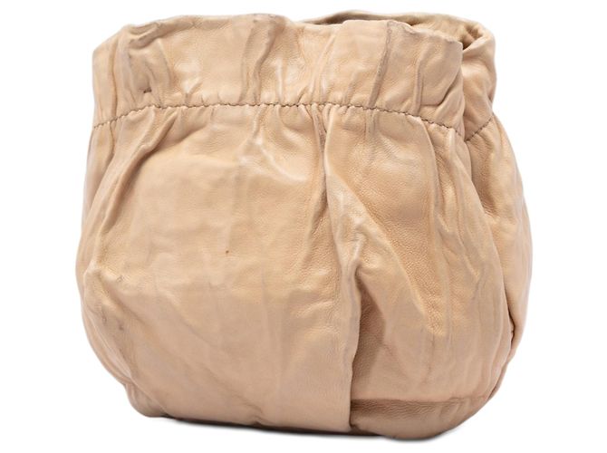 Borsa Bucket Antique in pelle nappa beige Prada - vista 2