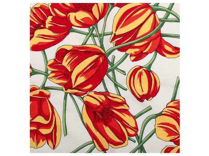 Hermès Seidentuch White Tulipomanie 45 Weiß - Ansicht 2