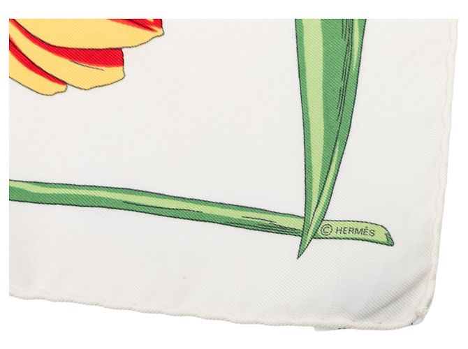 Hermès Seidentuch White Tulipomanie 45 Weiß - Ansicht 4