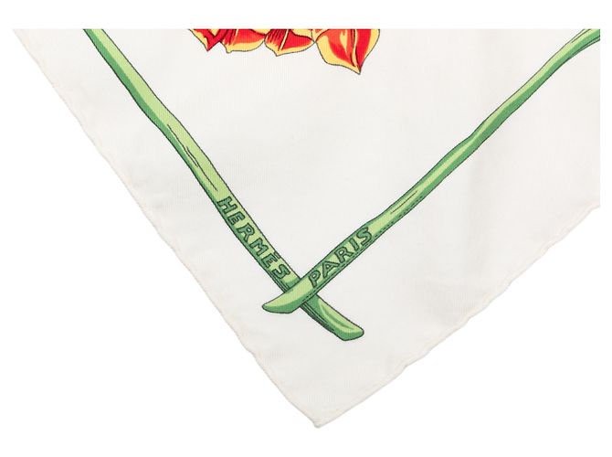 Hermès Seidentuch White Tulipomanie 45 Weiß - Ansicht 5