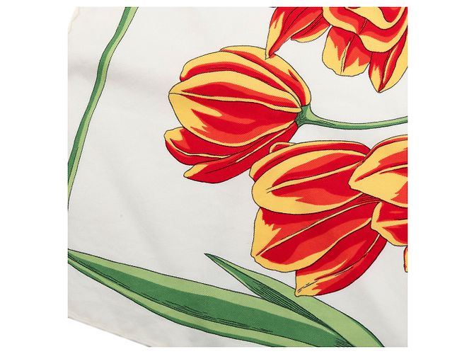 Hermès Seidentuch White Tulipomanie 45 Weiß - Ansicht 6
