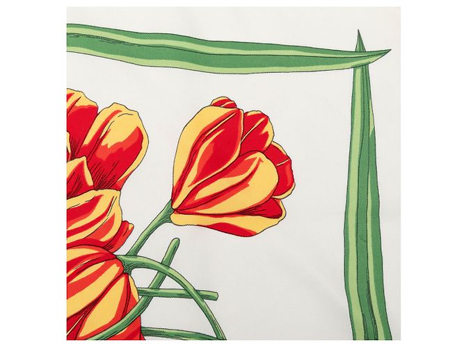 Hermès Seidentuch White Tulipomanie 45 Weiß - Ansicht 7