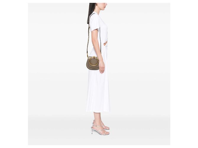 Borsa a tracolla Chloé Brown Small Leather Nile Bracelet Marrone Taupe - vista 6
