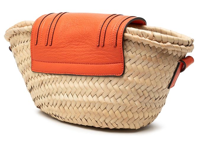 Chloé Mini Basket Marcie in Raffia Beige a tracolla - vista 2