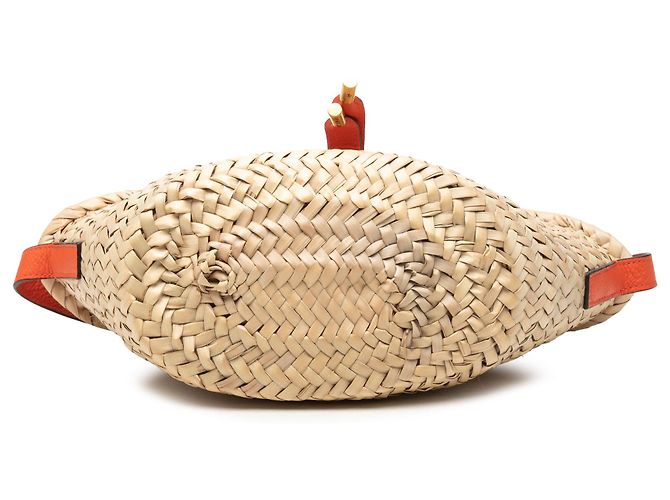 Chloé Mini Basket Marcie in Raffia Beige a tracolla - vista 3