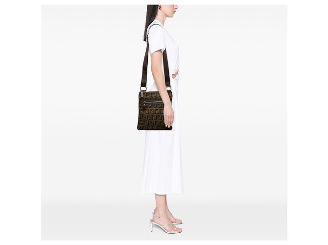 Fendi Marrone Zucca Canvas Crossbody - vista 6