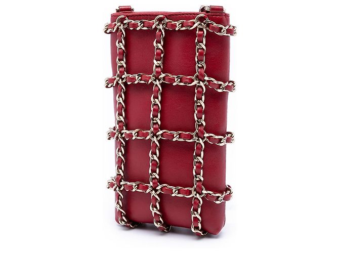 Clutch Tech Me Out in agnello rosso con catena Chanel - Ansicht 2