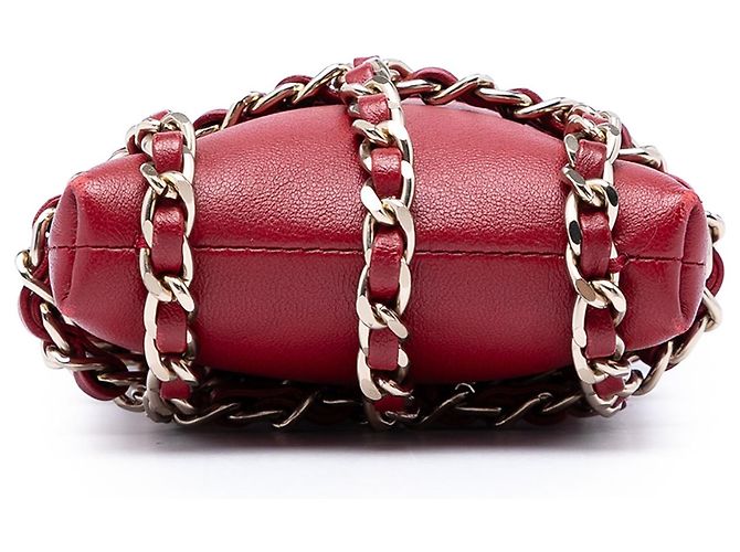 Clutch Tech Me Out in agnello rosso con catena Chanel - Ansicht 3
