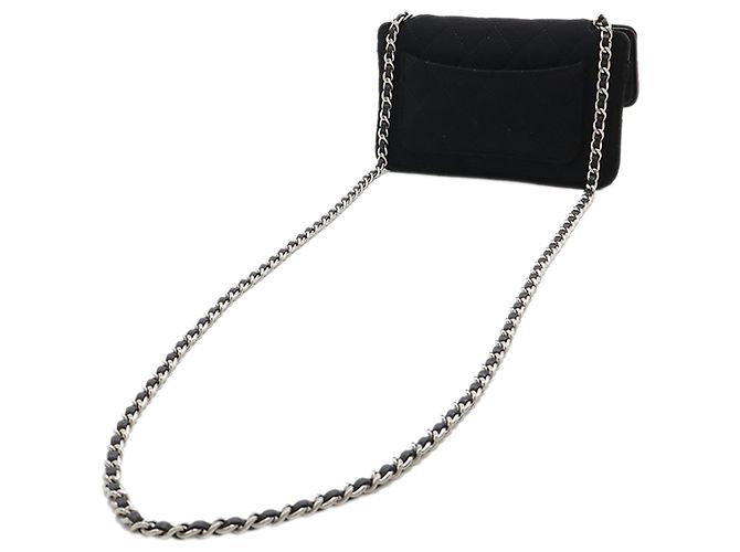 Tote Pieghevole Chanel Black Canvas Graffiti in Jersey Flap Nero - vista 2