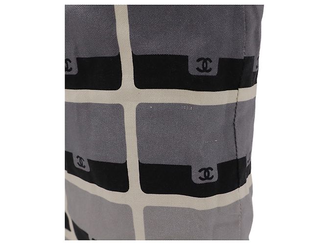 Tote Pieghevole Chanel Black Canvas Graffiti in Jersey Flap Nero - vista 6