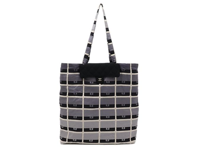 Tote Pieghevole Chanel Black Canvas Graffiti in Jersey Flap Nero - vista 9