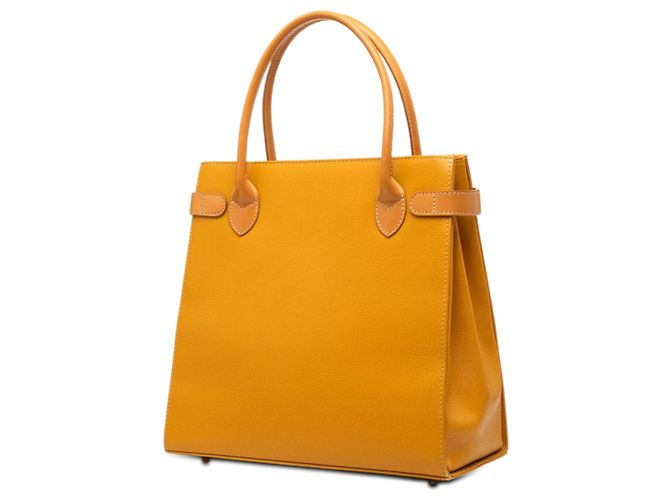 Borsa a mano in pelle di vitello giallo Burberry - vue 2