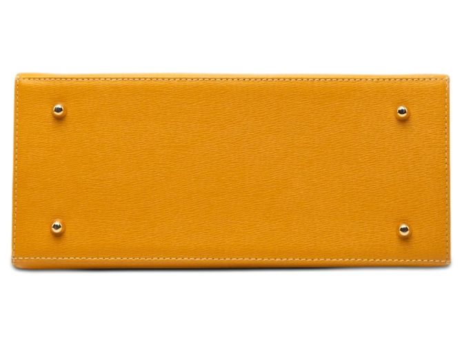 Borsa a mano in pelle di vitello giallo Burberry - vue 3