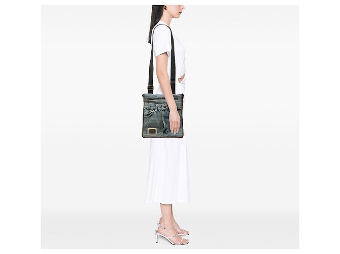 Borsa a tracolla in denim blu Dolce & Gabbana - vista 6