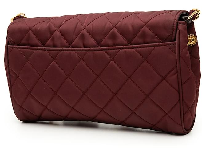 Prada Red Impuntu Tessuto Chain Crossbody Rosso Bordò - vista 2