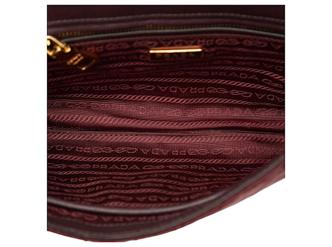 Prada Red Impuntu Tessuto Chain Crossbody Rosso Bordò - vista 4
