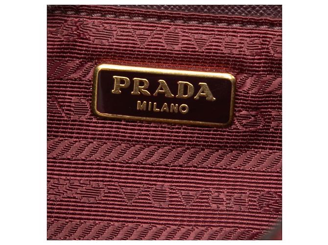 Prada Red Impuntu Tessuto Chain Crossbody Rosso Bordò - vista 5
