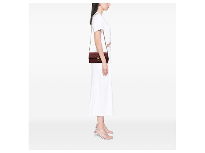 Prada Red Impuntu Tessuto Chain Crossbody Rosso Bordò - vista 6