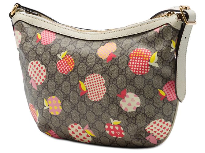 Gucci Beige Small GG Supreme Les Pommes Ophidia Half Moon Crossbody - vista 2