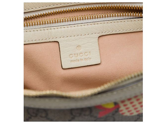 Gucci Beige Small GG Supreme Les Pommes Ophidia Half Moon Crossbody - vista 5