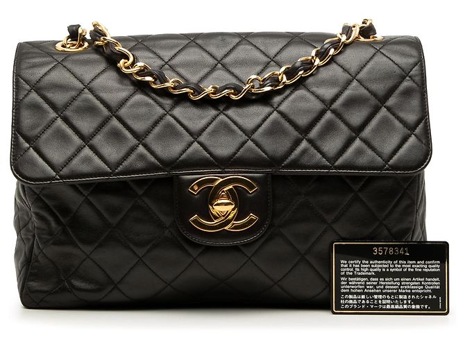 Chanel Black Jumbo XL Classic Lambskin Single Flap Nero - vista 9