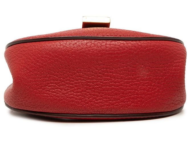 Chloé Drew Crossbody in agnello granulato nano rosso - vista 3