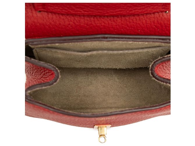 Chloé Drew Crossbody in agnello granulato nano rosso - vista 4