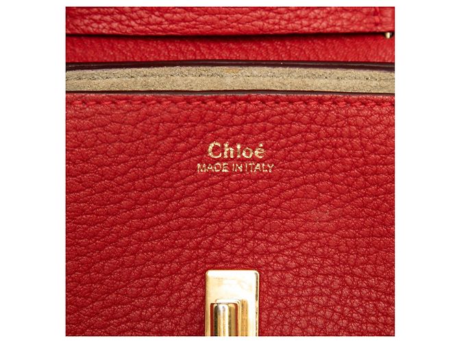 Chloé Drew Crossbody in agnello granulato nano rosso - vista 5