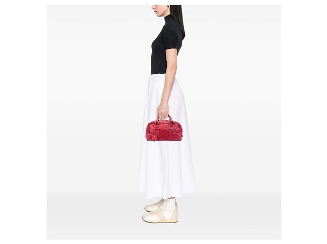 LOEWE Amazona 28 in scamosciato rosso con cuciture - vista 5
