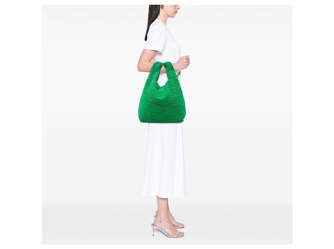 Sacola de compras Green Terry Cloth Bottega Veneta Verde - vista 5