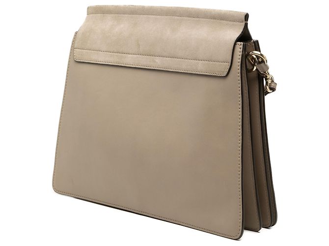Borsa a tracolla Faye in pelle grigia media Chloé Marrone - vista 2
