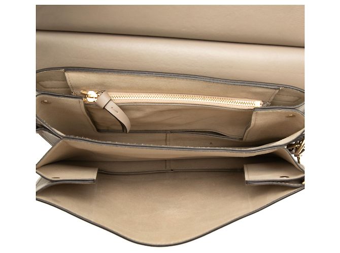 Borsa a tracolla Faye in pelle grigia media Chloé Marrone - vista 4