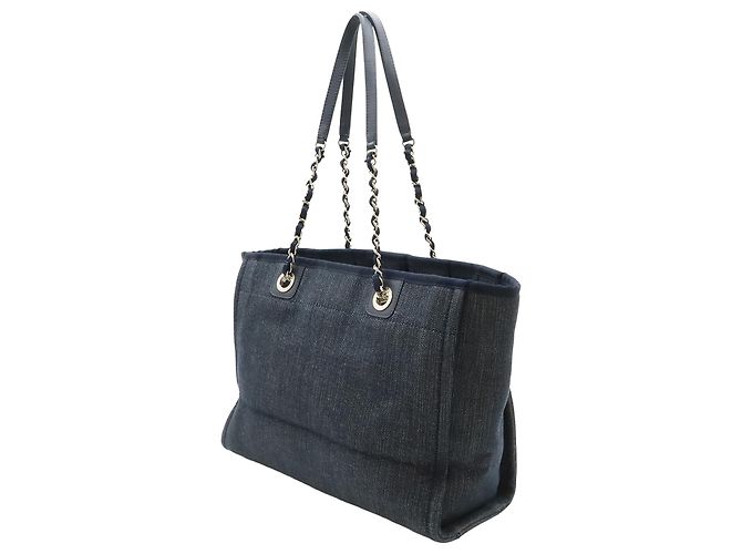 Tote Deauville in denim blu Chanel Small Blu navy - vista 2