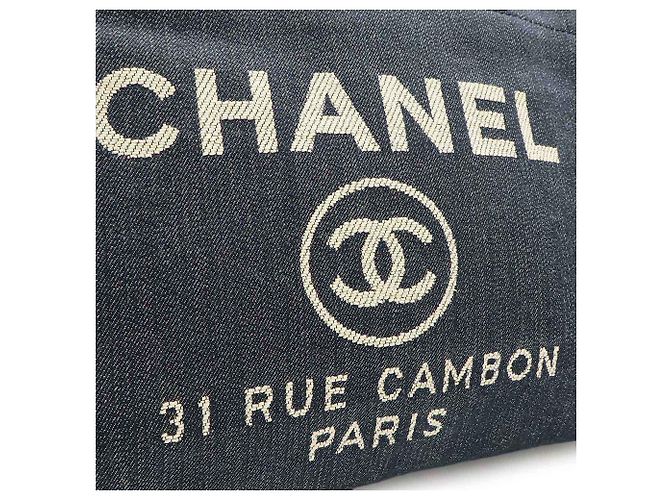 Tote Deauville in denim blu Chanel Small Blu navy - vista 4