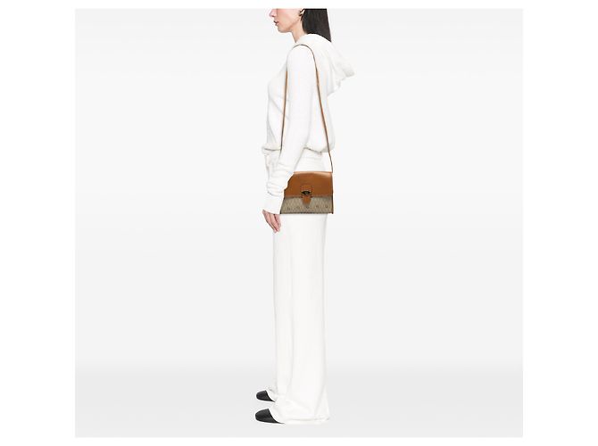 Borsa a tracolla Dior in tela rivestita beige honeycomb - vista 6