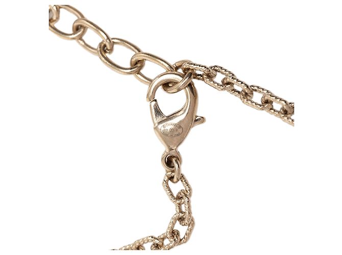 Collana con pendente Chanel Gold CC placcato oro con fiore di perle finte e cuore in strass D'oro - vista 4