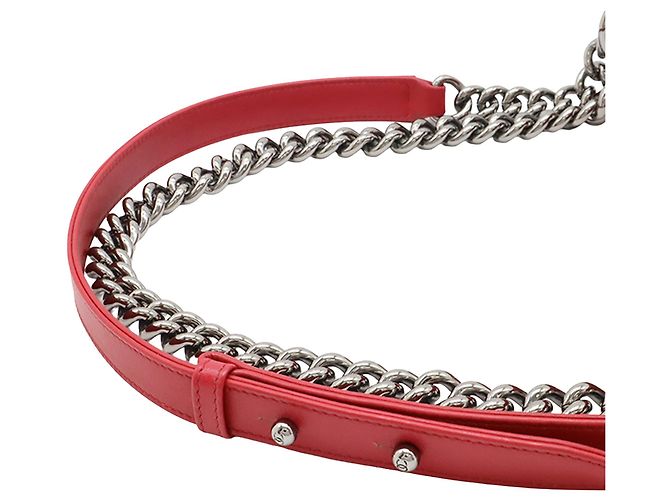 Chanel Boy Flap in agnello trapuntato Chevron e Diamante rosso Medium - vista 8