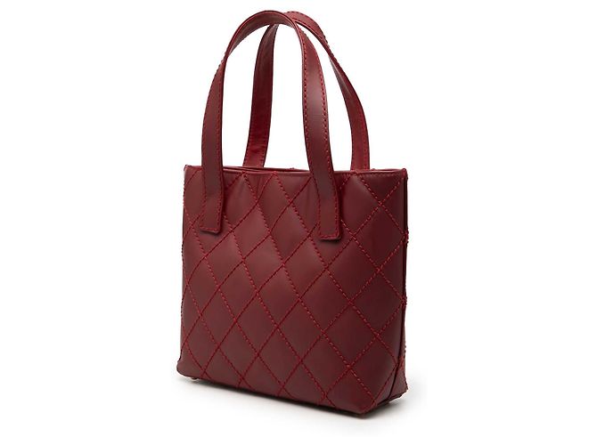 Tote Chanel Red Small CC Calfskin Surpique Rosso Bordò - vista 2