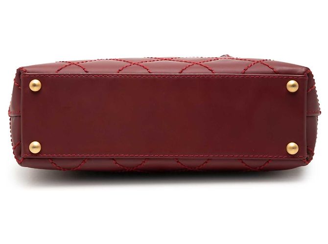 Tote Chanel Red Small CC Calfskin Surpique Rosso Bordò - vista 3