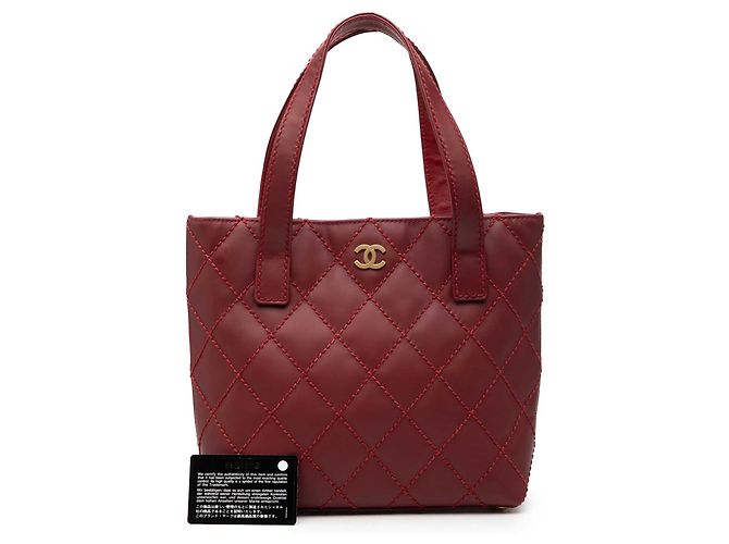 Tote Chanel Red Small CC Calfskin Surpique Rosso Bordò - vista 7